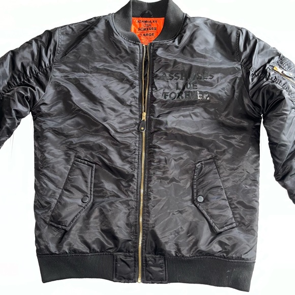 Assholes Live Forever Other - Assholes Live Forever Murdered Out Bomber Jacket - Size Large